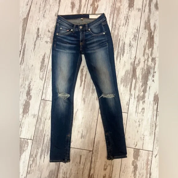 Rag & Bone Zipper Capri Skinny Jeans Distressed Ankle Zip Size 24 NWOT - Picture 15 of 16